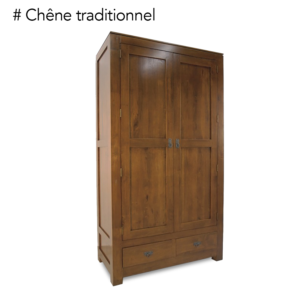 Armoire bois d'hévéa avec penderie HELENA