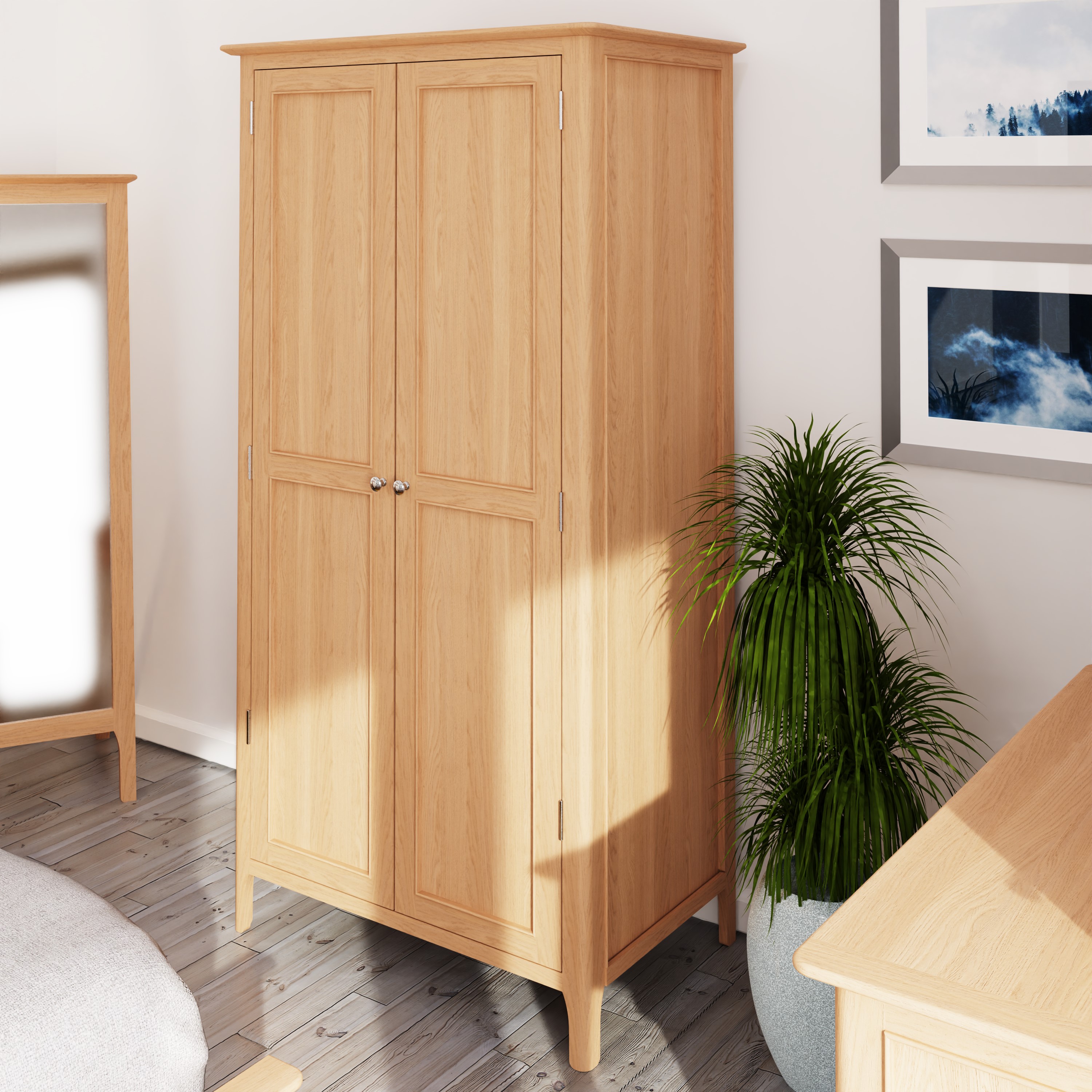 Armoire penderie en bois de chêne clair CRUZ