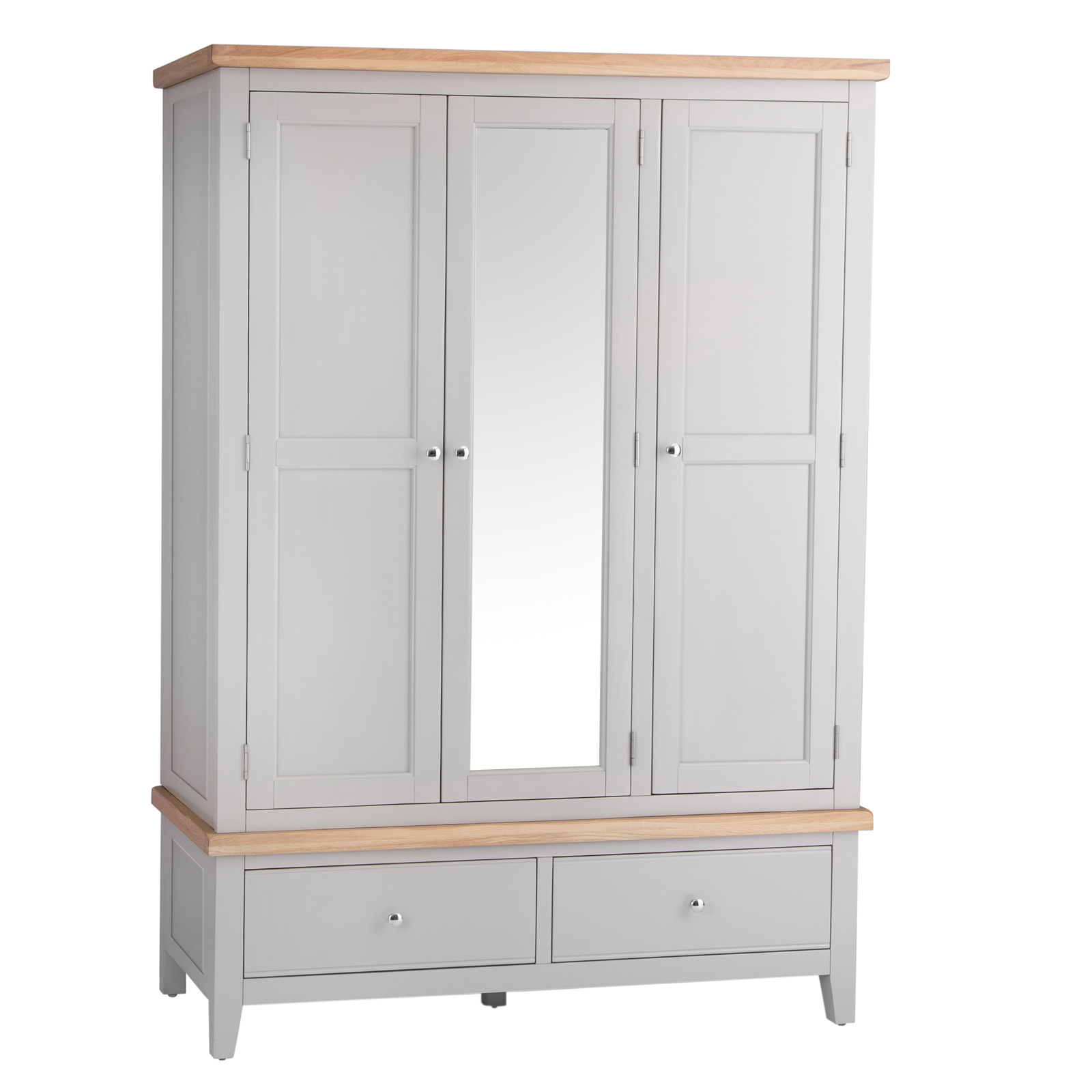 Armoire penderie grise 3 portes 1 miroir PAROS