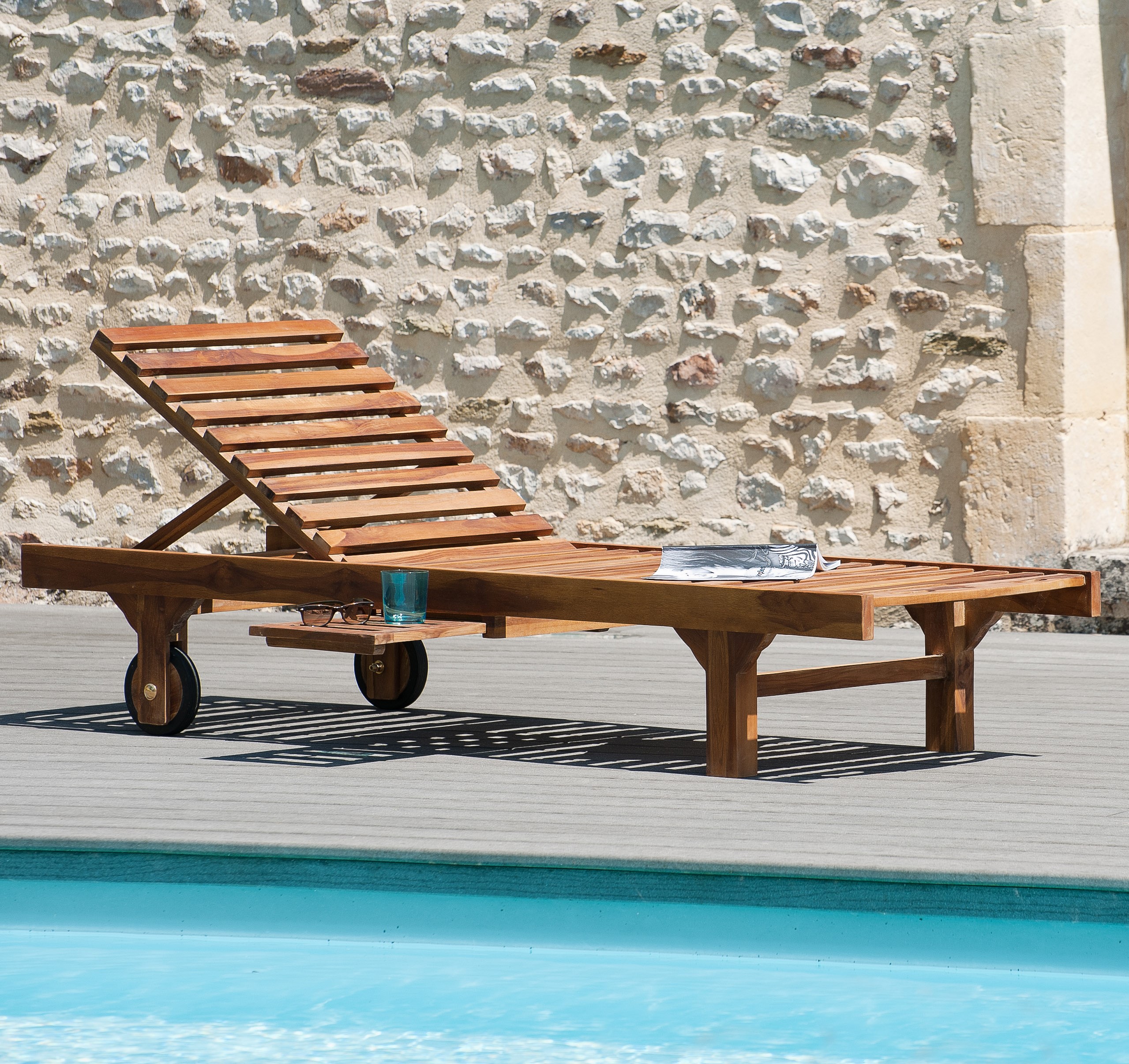 Bain de soleil transat jardin en teck huilé 205cm MACAO