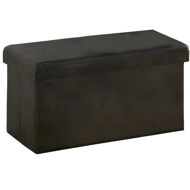 Banc coffre de rangement pliant microfibres marron 76,5x40,5x40,5cm