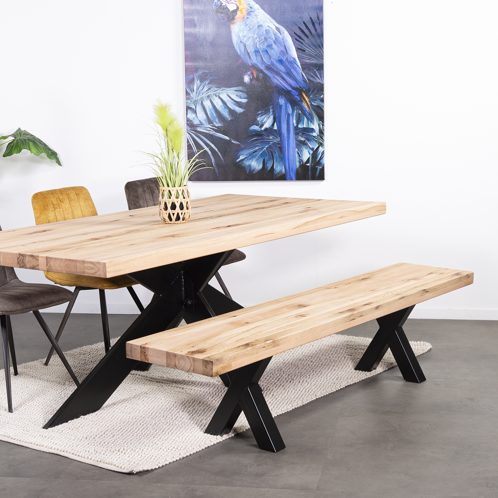 Banc en bois de chêne blanc 200 cm PALERME