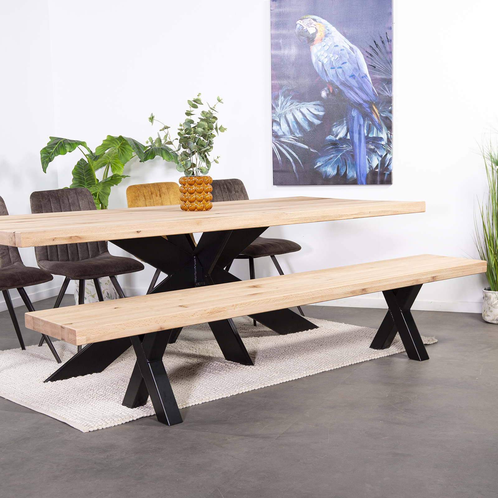 Banc en bois de chêne blanc 240 cm PALERME