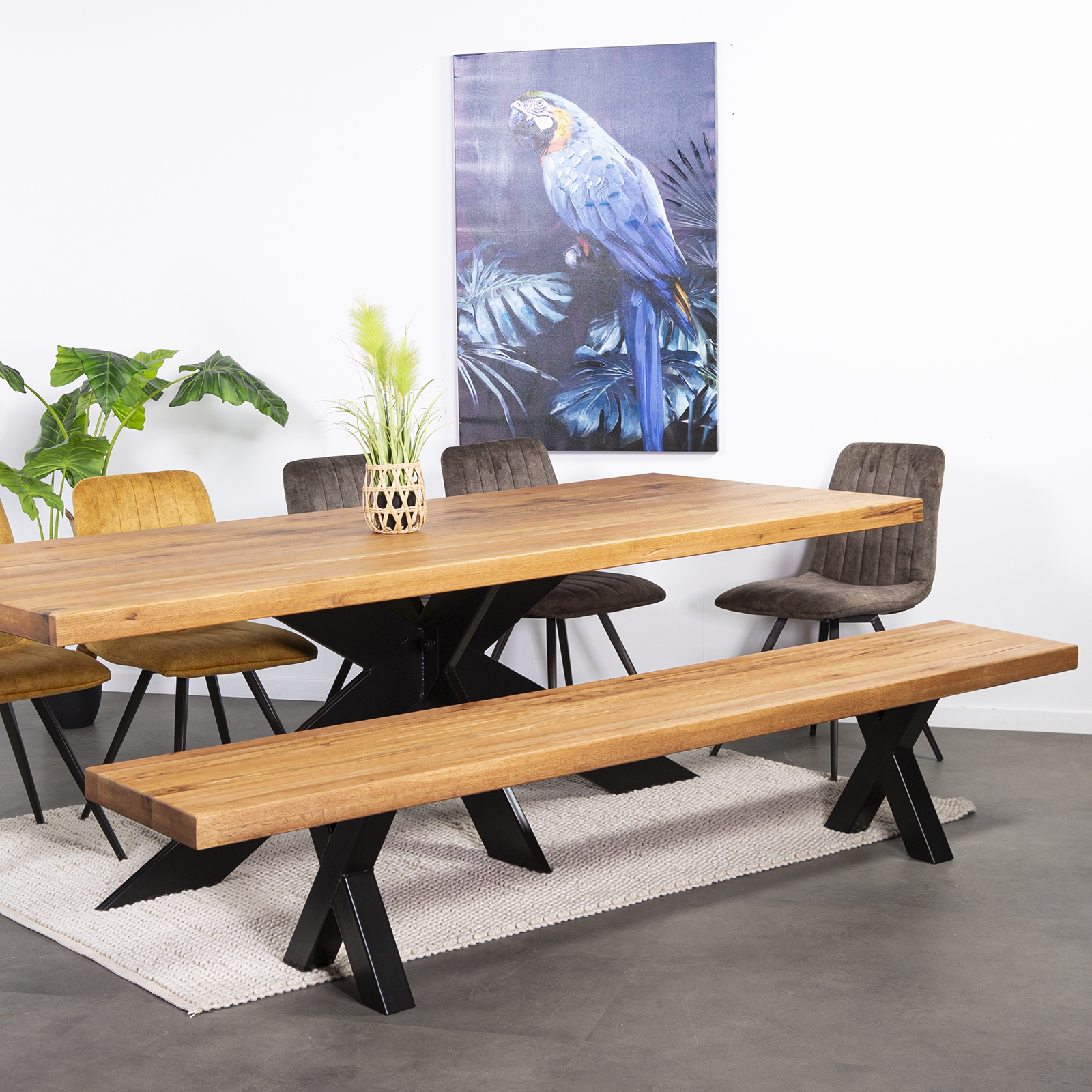 Banc en bois de chêne huilé 240 cm PALERME