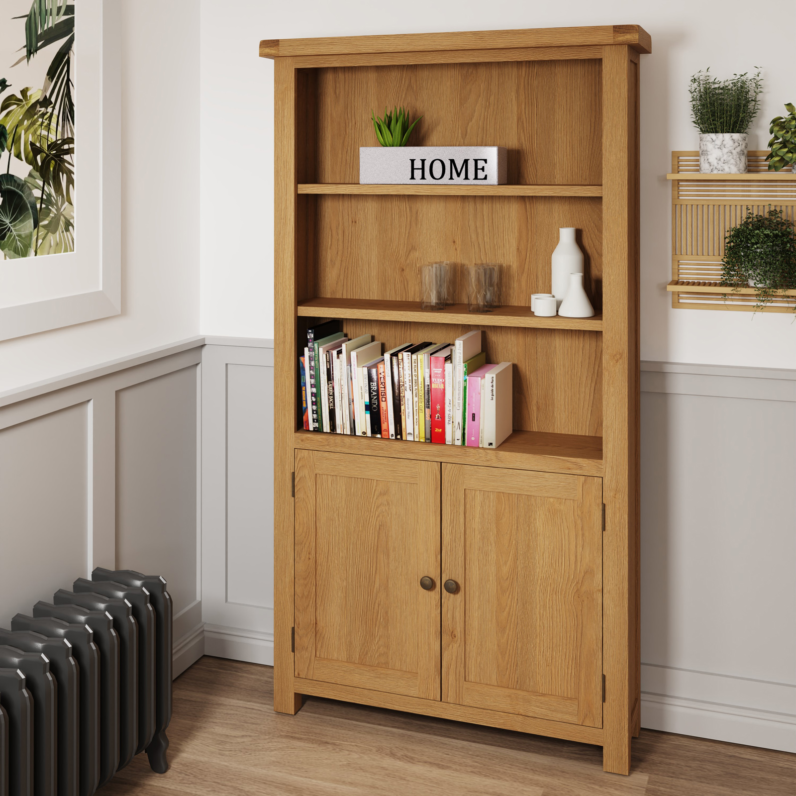 Bibliothèque de salon en bois clair 100 cm PUERTO