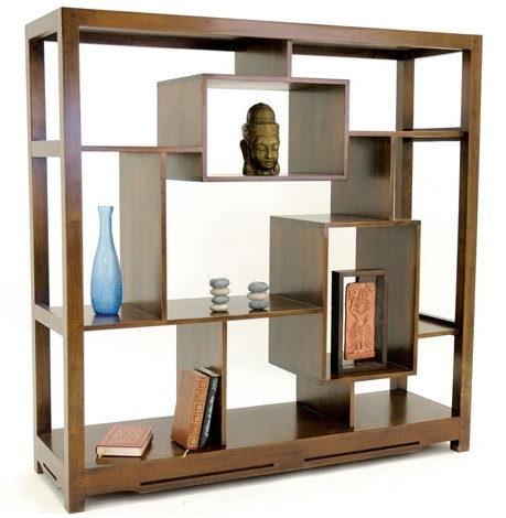 Bibliothèque étagère destructurée hévéa 130x130cm MAORI
