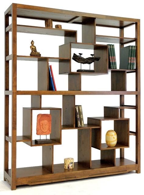Bibliothèque étagère destructurée hévéa 160x190cm MAORI