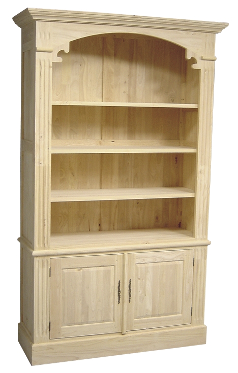 Bibliothèque ouverte Hévéa 2 portes, 4 niches étagères 128x45x213cm TRADITION