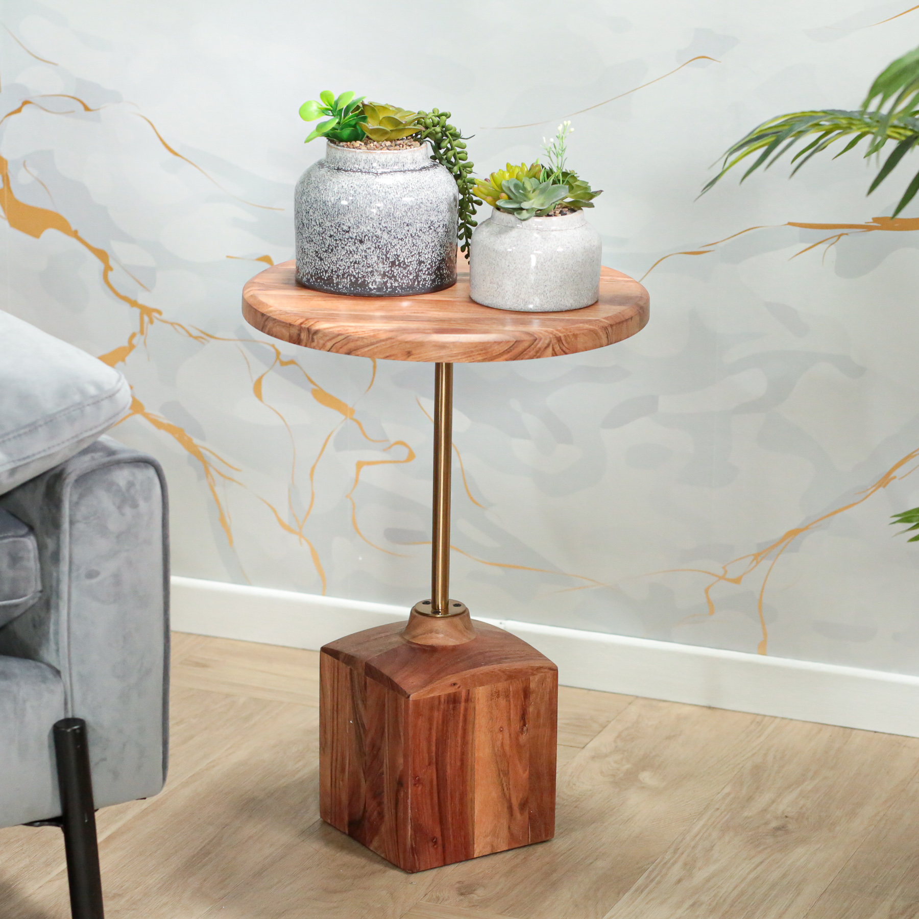 Bout de canapé en bois d'acacia F.S.C® rond D 40, 5 cm