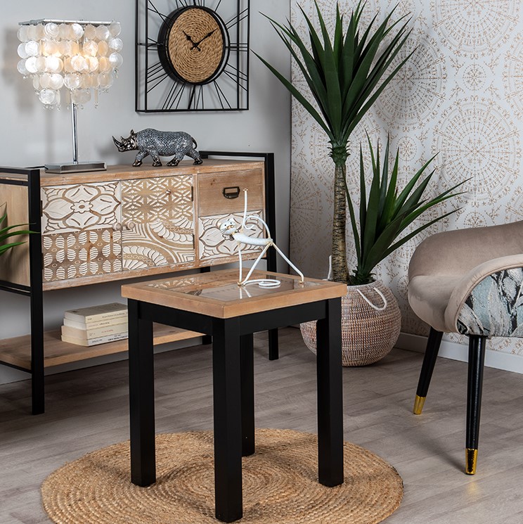 Bout de canapé en bois et verre ATELIER