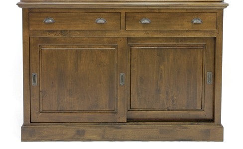Buffet bas Hévéa 2 portes coulissantes, 2 tiroirs 137x52x95cm TRADITION