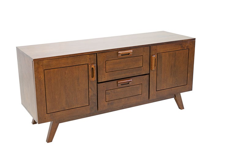 Buffet bas vintage hévéa massif 130x42x60cm SIXTIES