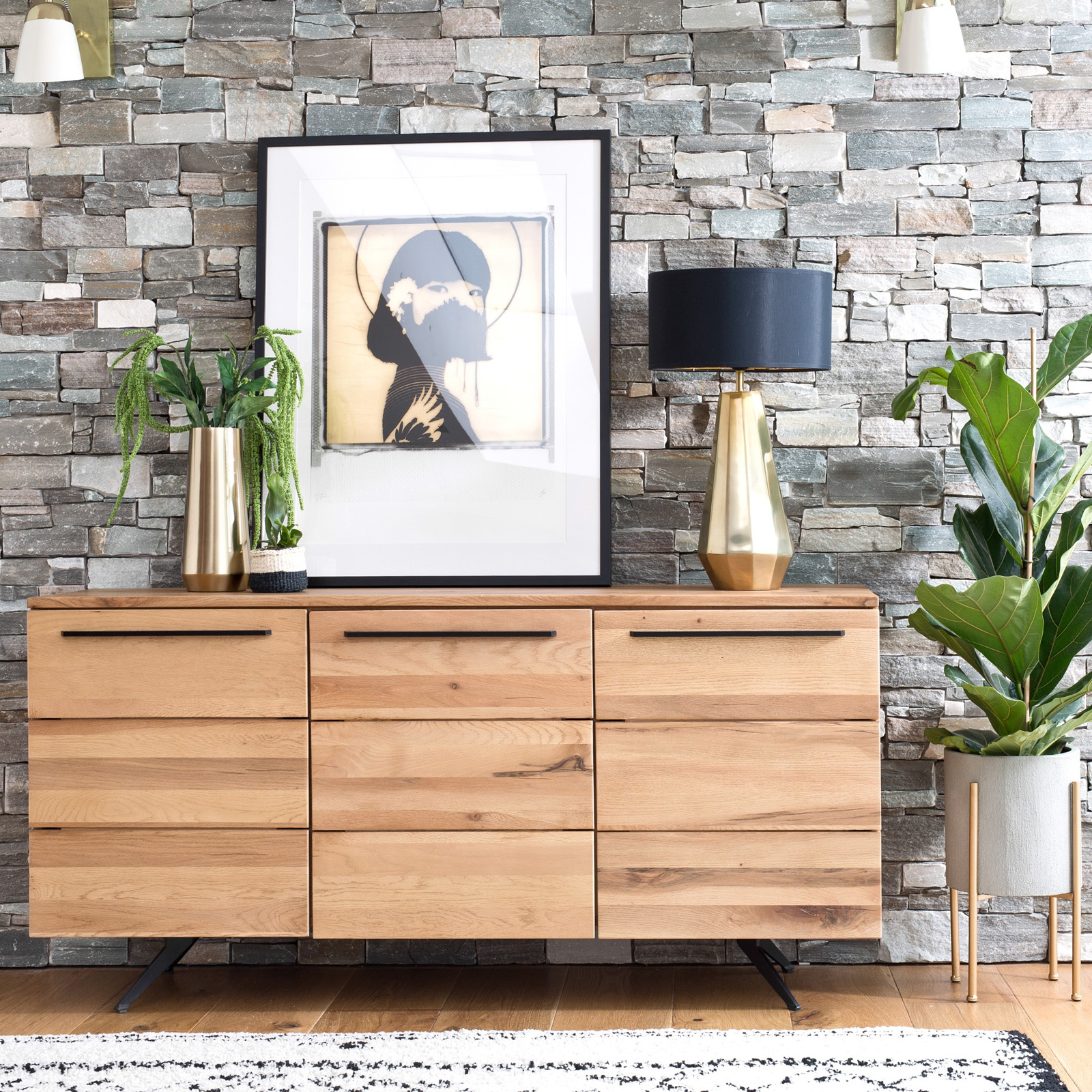 Buffet moderne en chêne blanc 200 cm ZONZA