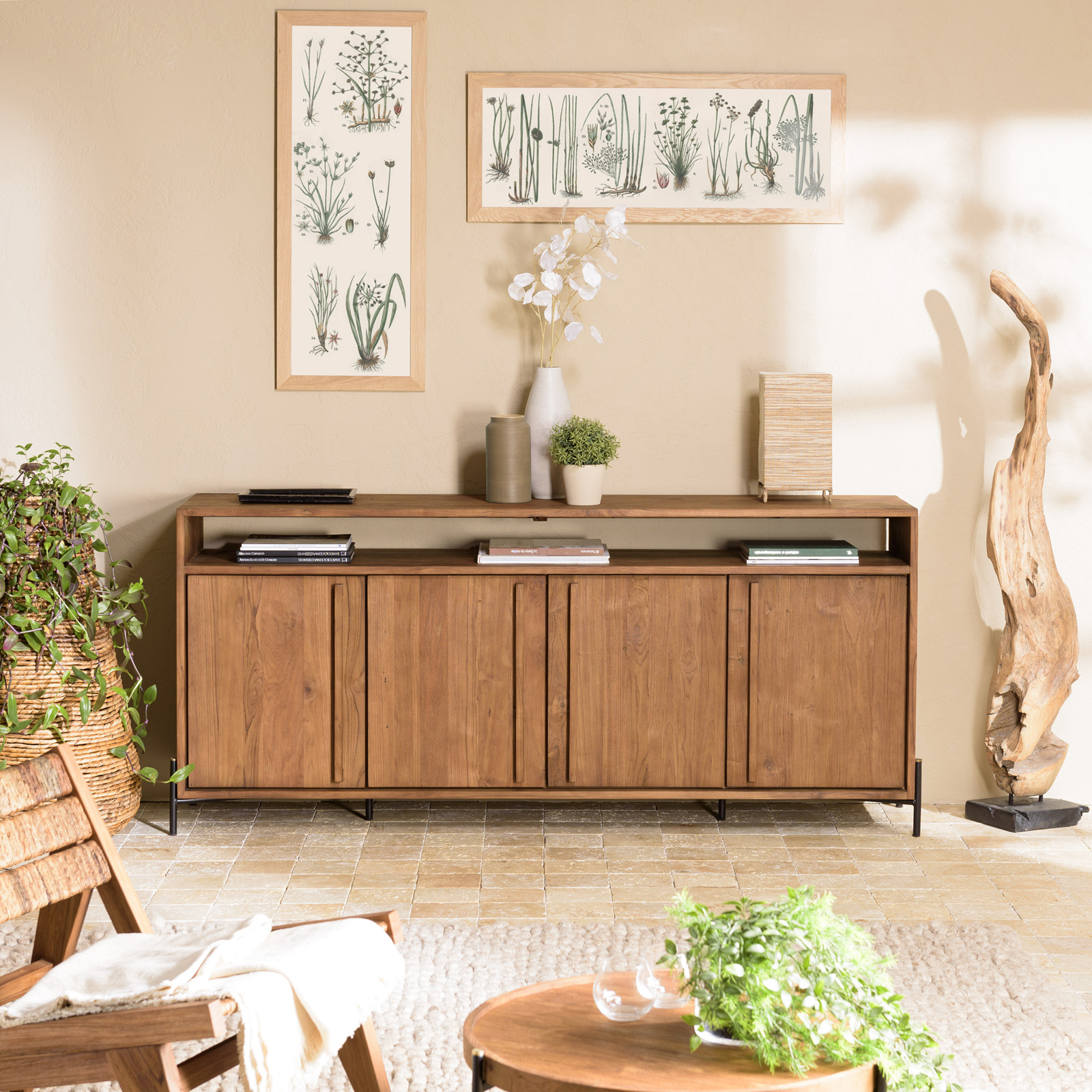 Buffet enfilade 4 portes en teck recyclé massif 194 cm SWING