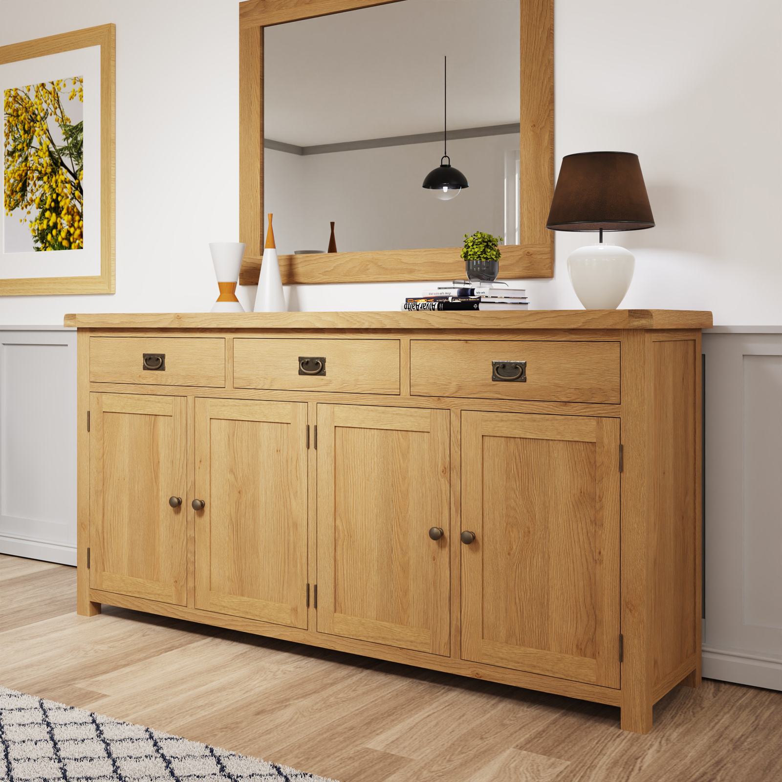 Buffet enfilade en bois clair 4 portes PUERTO