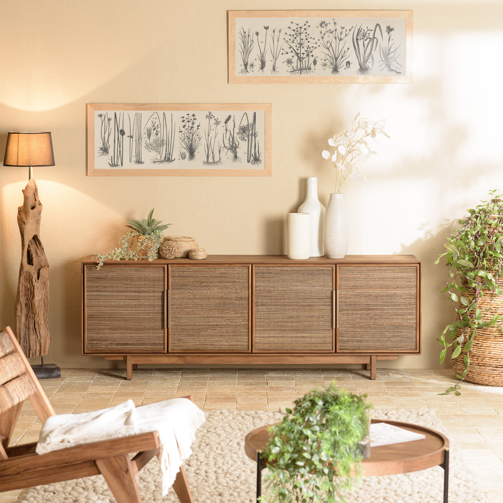 Buffet enfilade en teck 4 portes 180 cm SWING