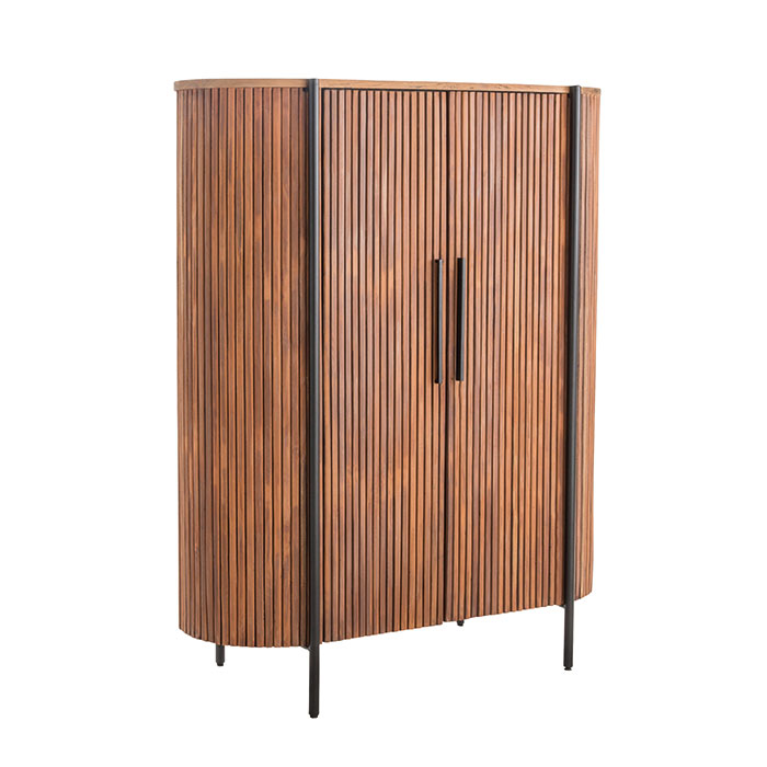Buffet haut 2 portes côtés arrondis bois naturel TRANI