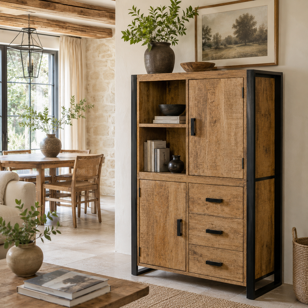 Buffet haut bois métal 2 portes KARGO