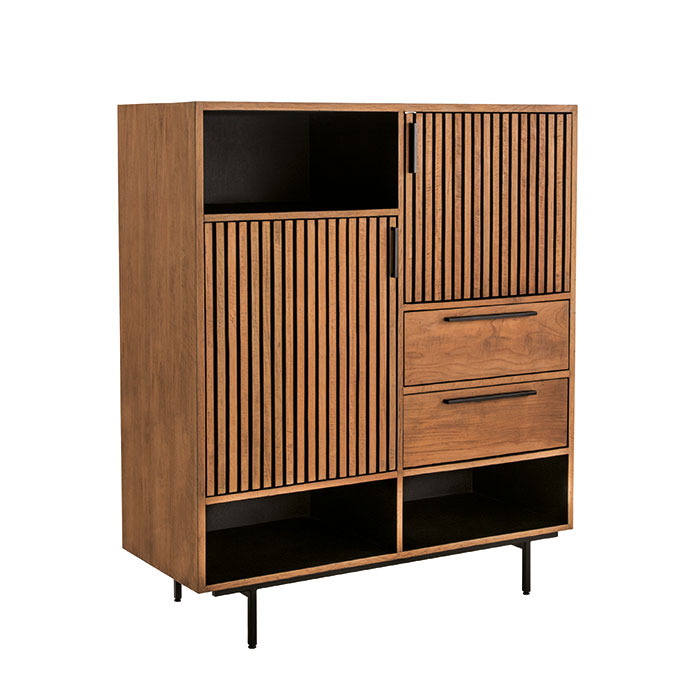 Buffet haut design teck recyclé intérieur noir FANO