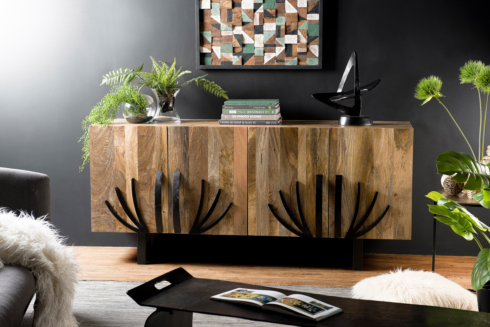 Buffet manguier avec griffes en bois MAURAI