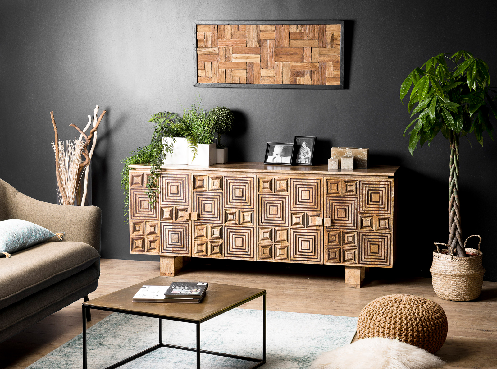 Buffet manguier motifs carrés MAURAI