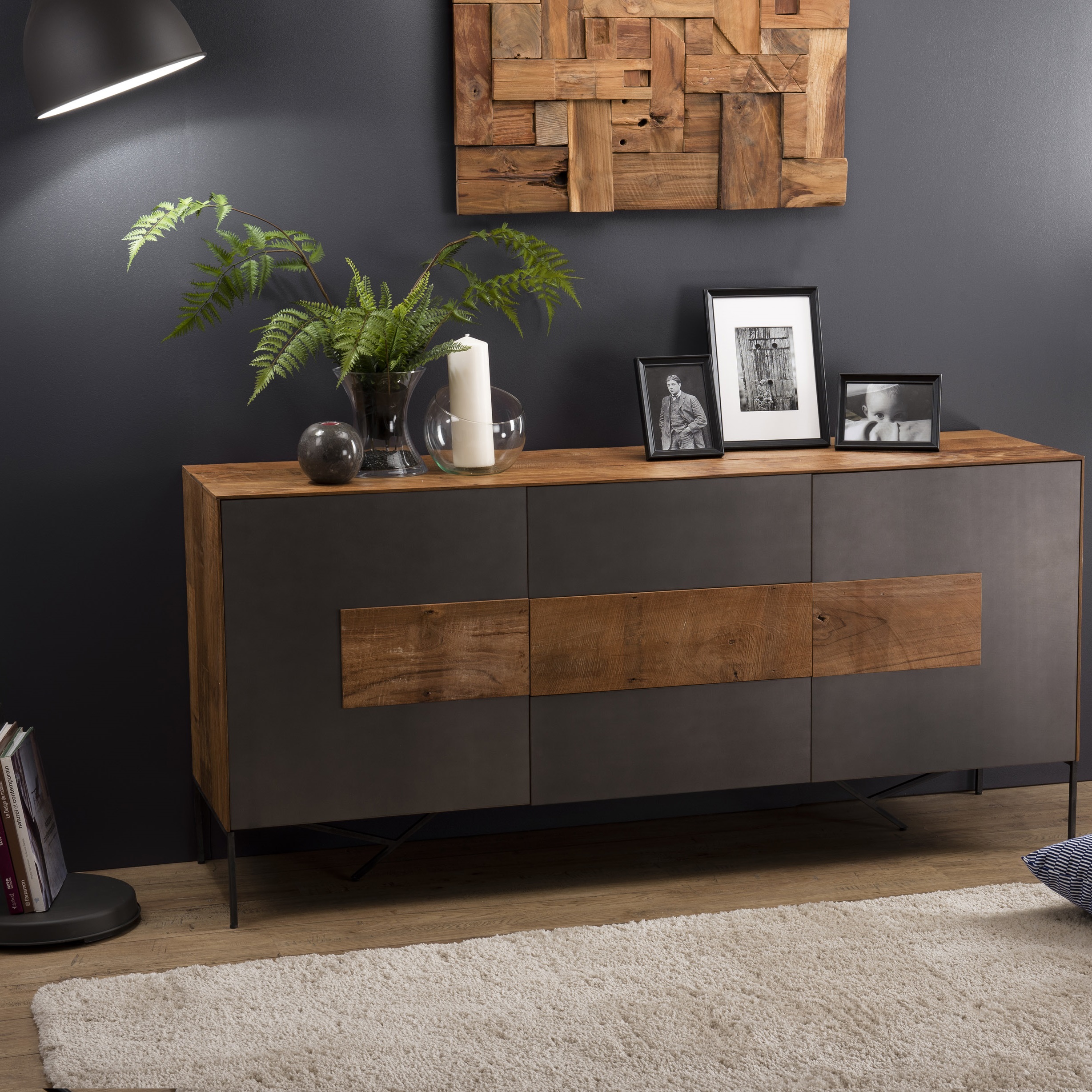 Buffet moderne teck recyclé façade métal PANAMA