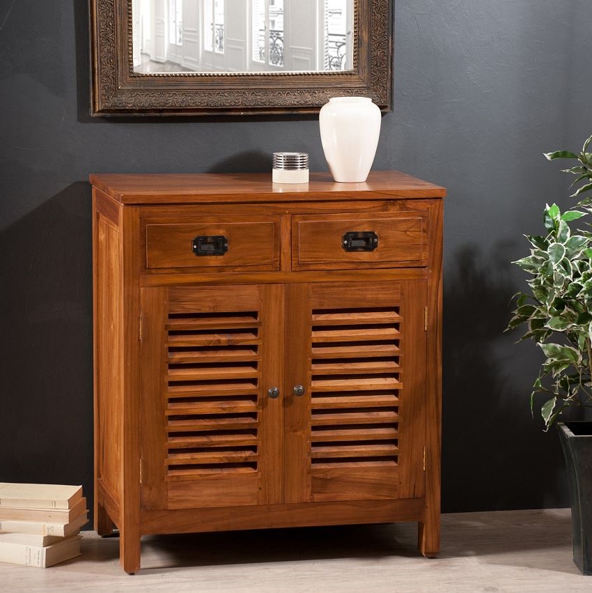 Buffet salon exotique bois de teck petit modèle BISHO