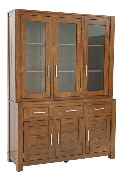 Buffet vaisselier vitré bois moderne ATTAN 150cm