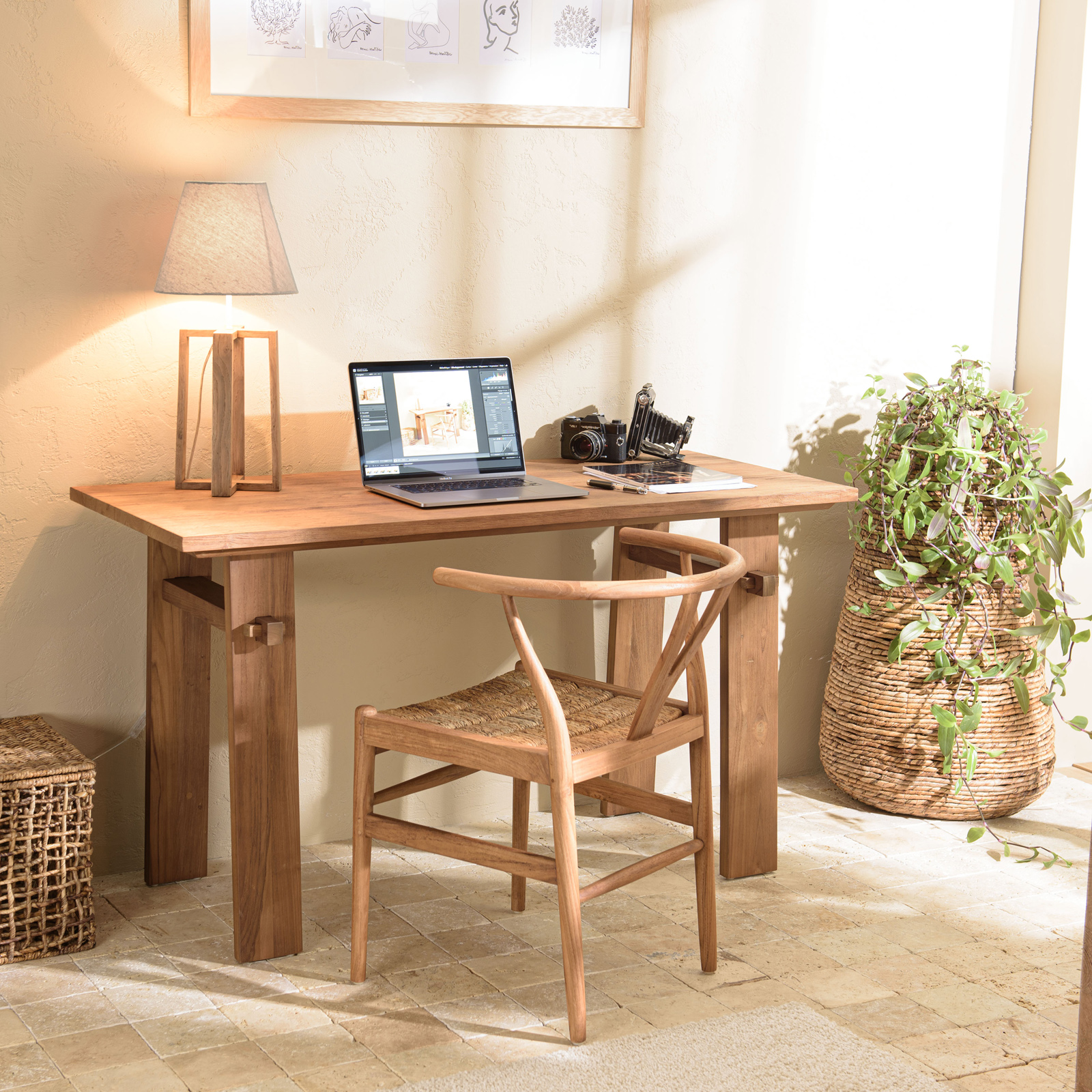 Bureau / Console en bois de teck recyclé 140 x 60 SWING