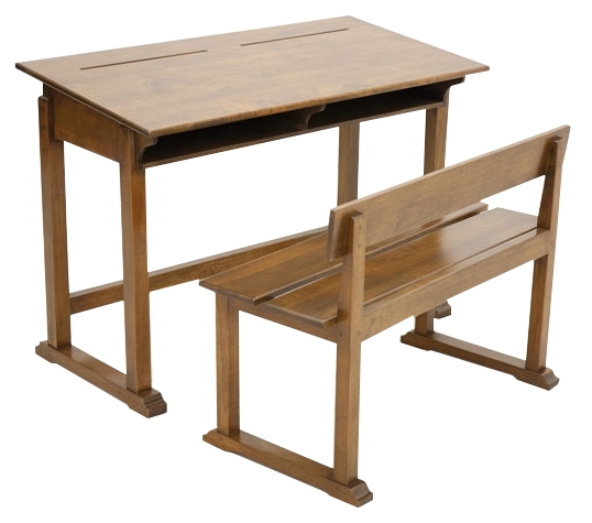 Bureau d'écolier et son banc Hévéa 100x50x70cm TRADITION