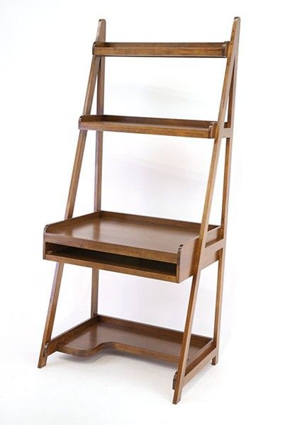 Bureau étagère bois massif hévéa 83xH190cm TRADITION