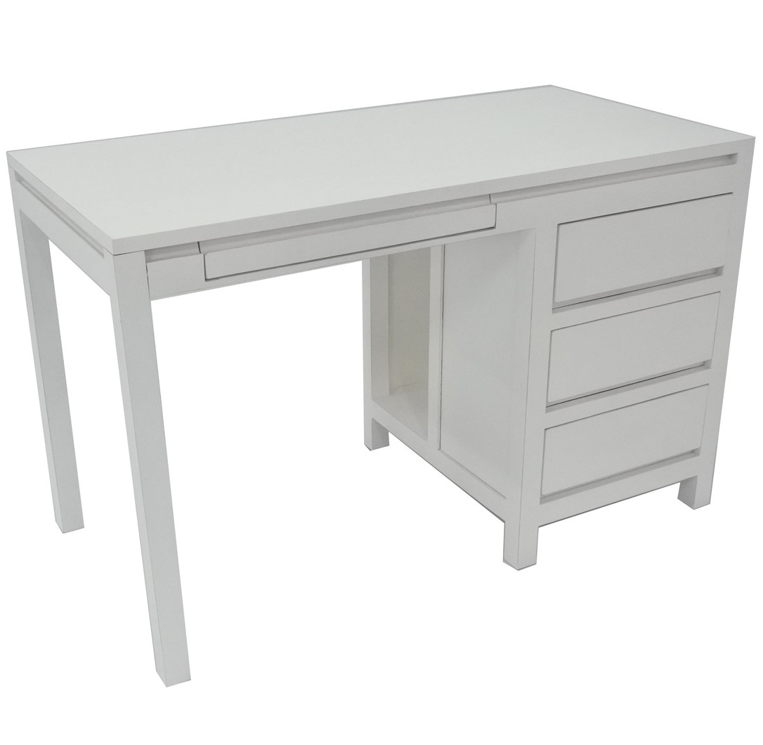 Bureau moderne 3 tiroirs hévéa 120x60x76cm OLGA