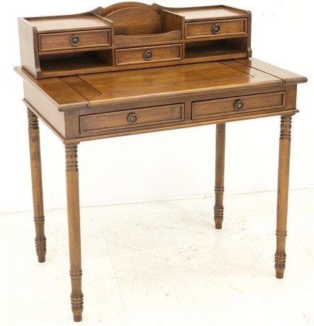 Bureau secrétaire ancien hévéa massif 85cm TRADITION