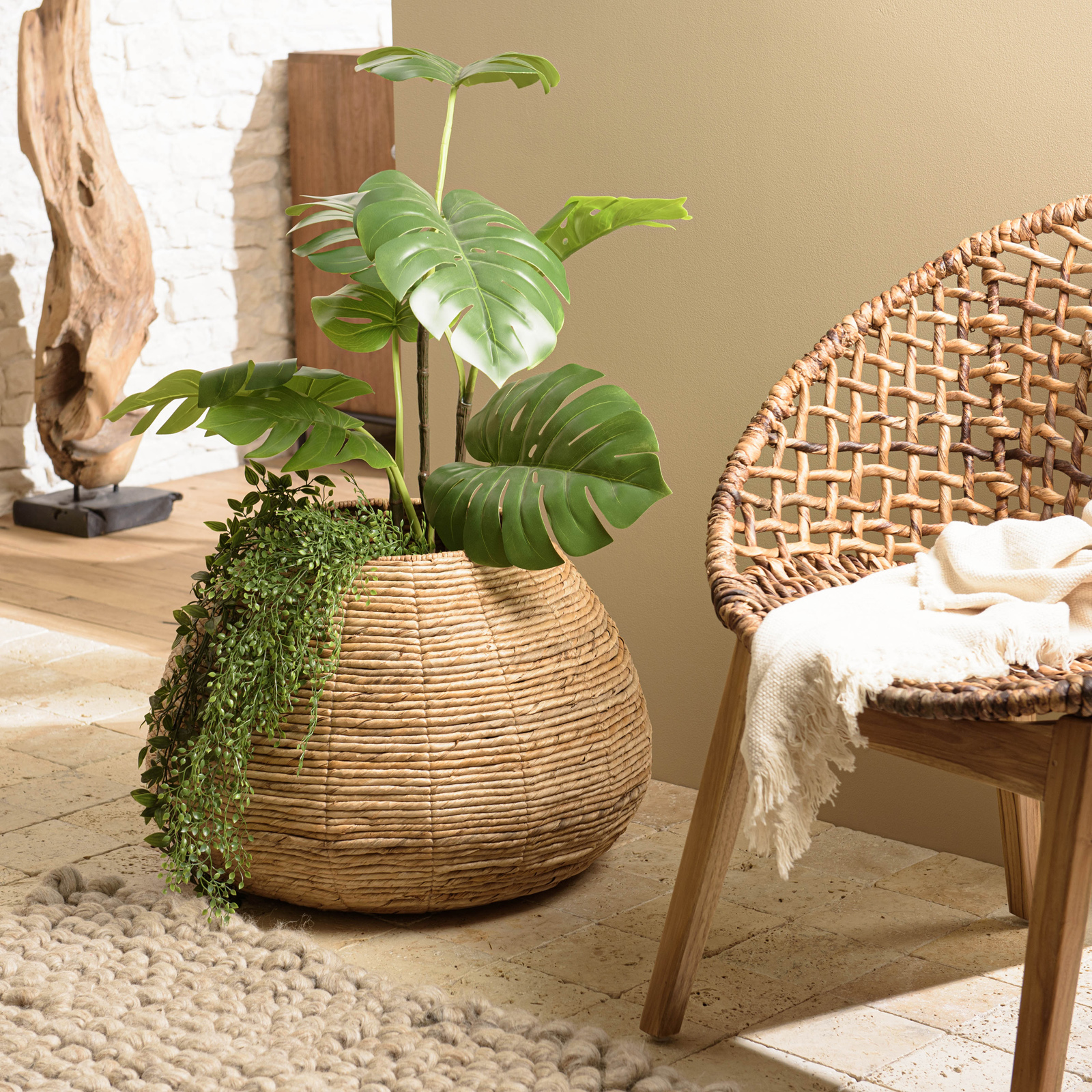 Cache pot en chanvre tressé naturel 60 cm SWING