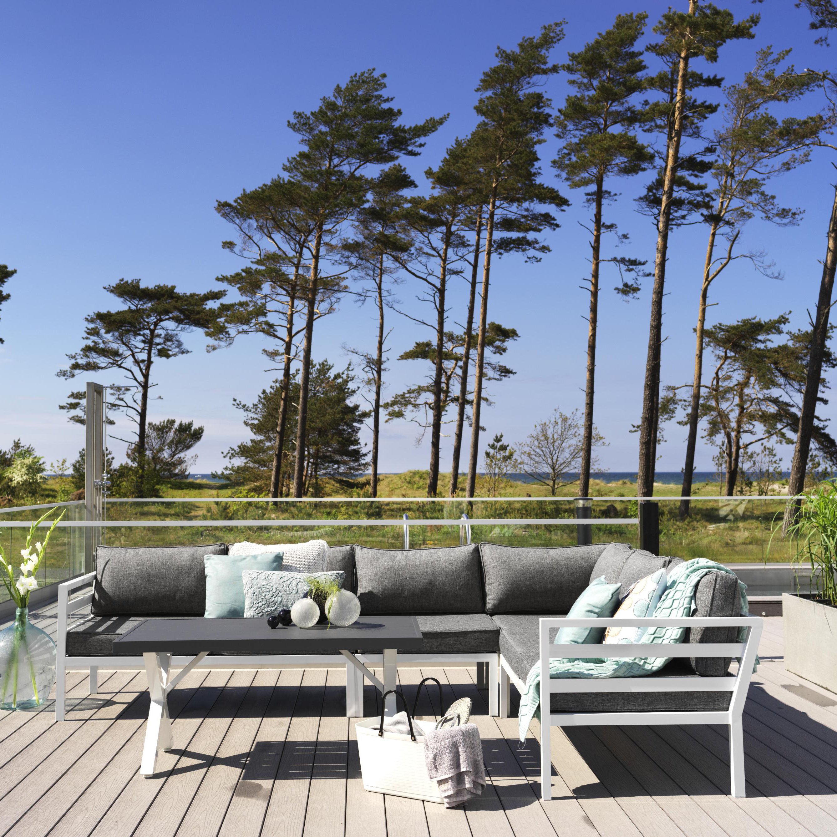 Canapé d'angle jardin en aluminium blanc STOCKHOLM