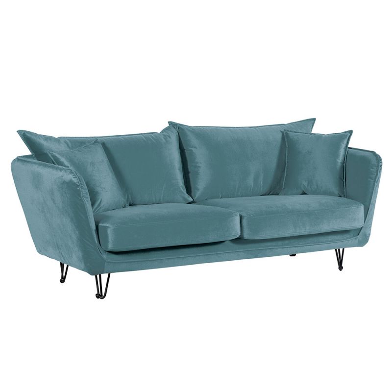 Canapé velours bleu pétrole EPIKA