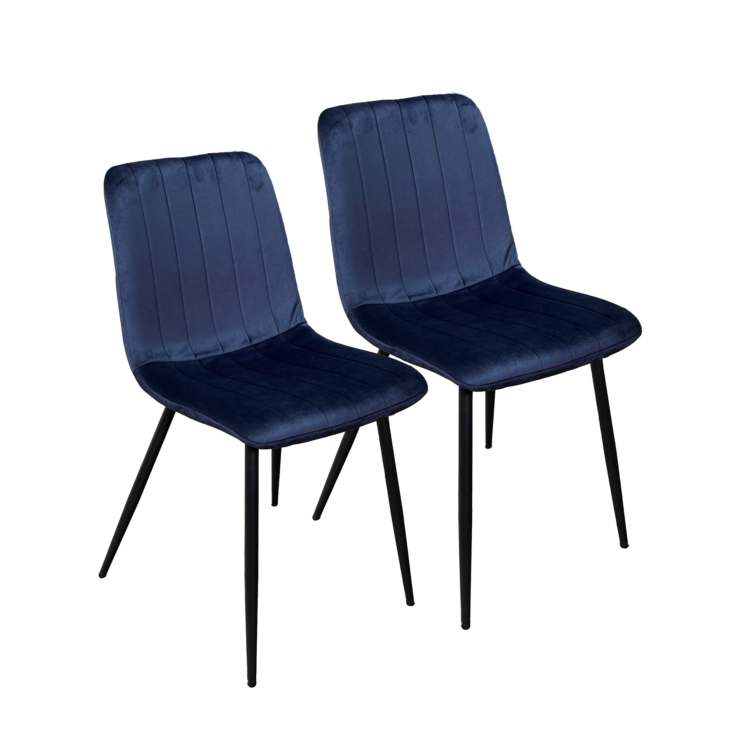 Chaise à rayures velours bleu foncé (lot de 2) MALANG