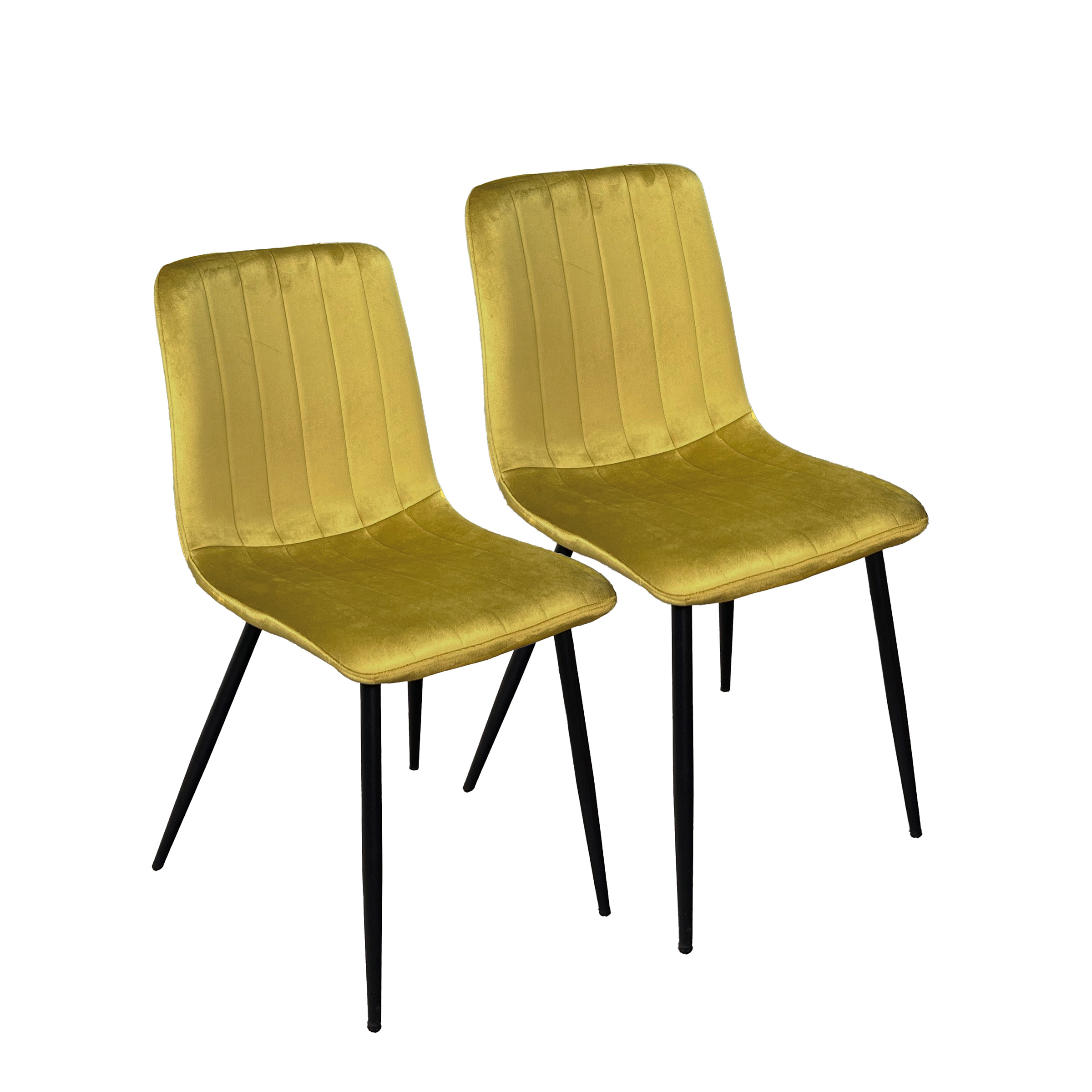Chaise à rayures velours moutarde (lot de 2) MALANG