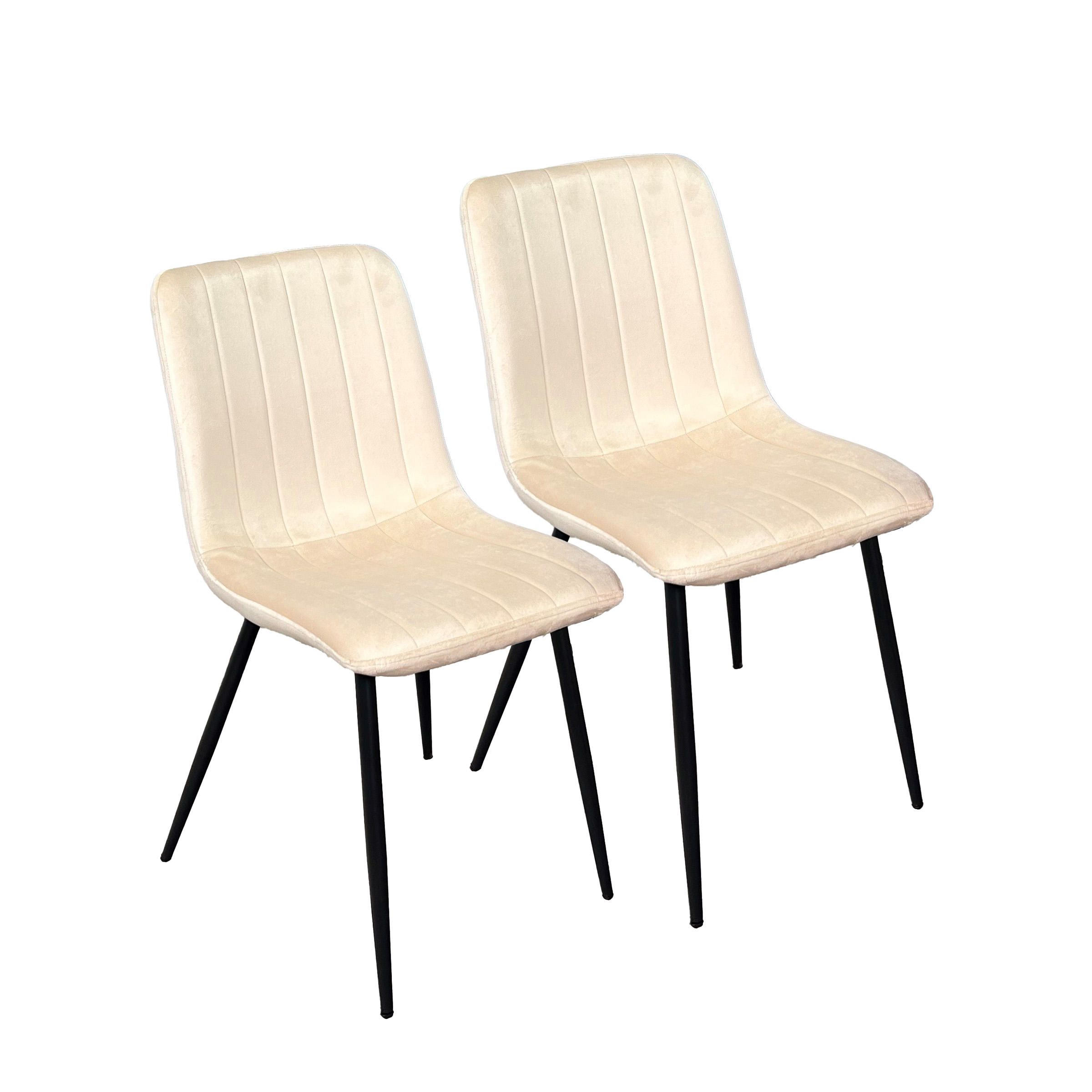 Chaise à rayures velours sable (lot de 2) MALANG