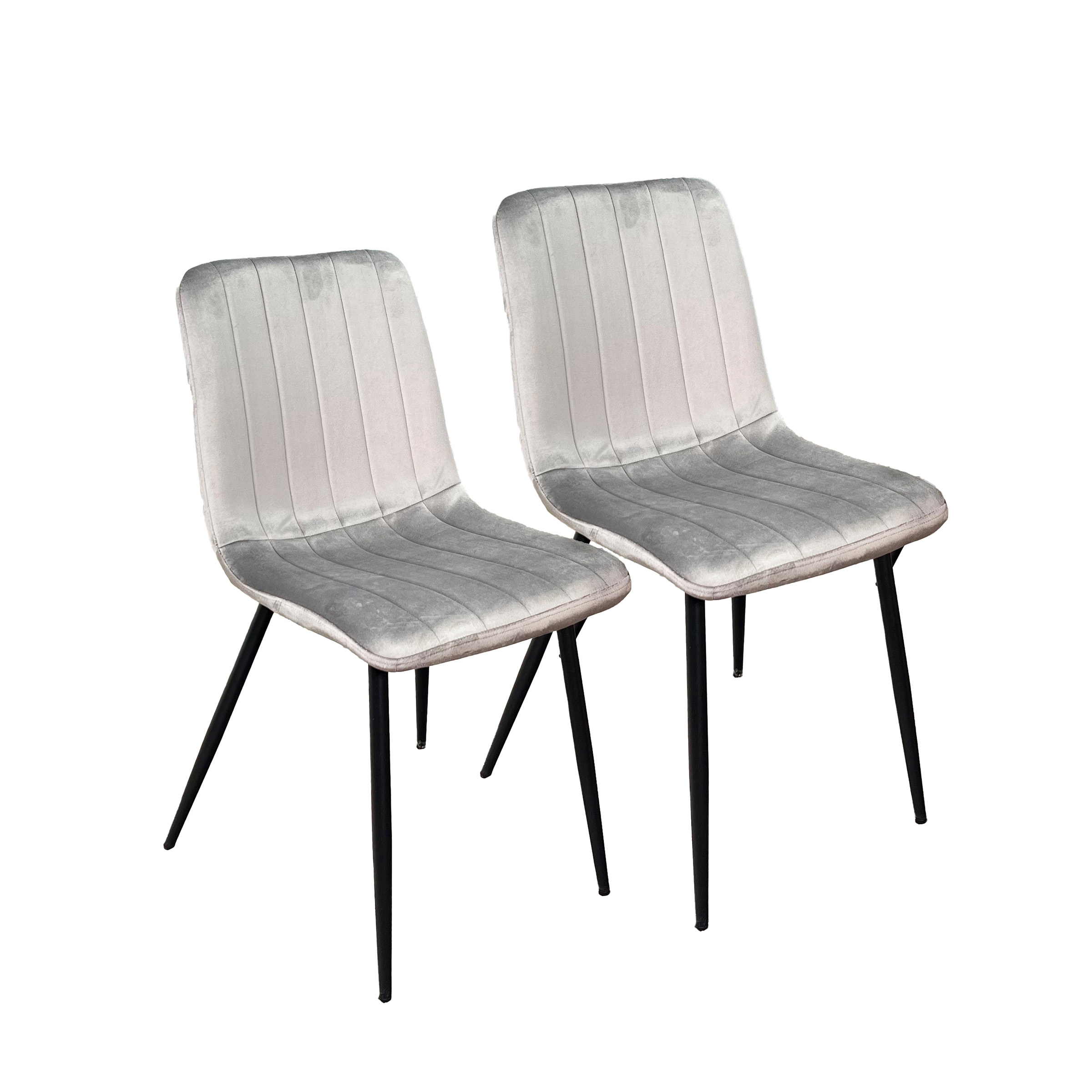 Chaise à rayures velours taupe (lot de 2) MALANG