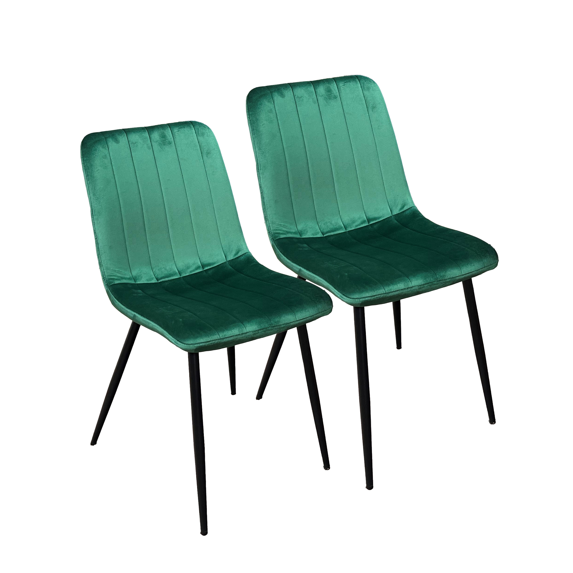 Chaise à rayures velours vert sapin (lot de 2) MALANG