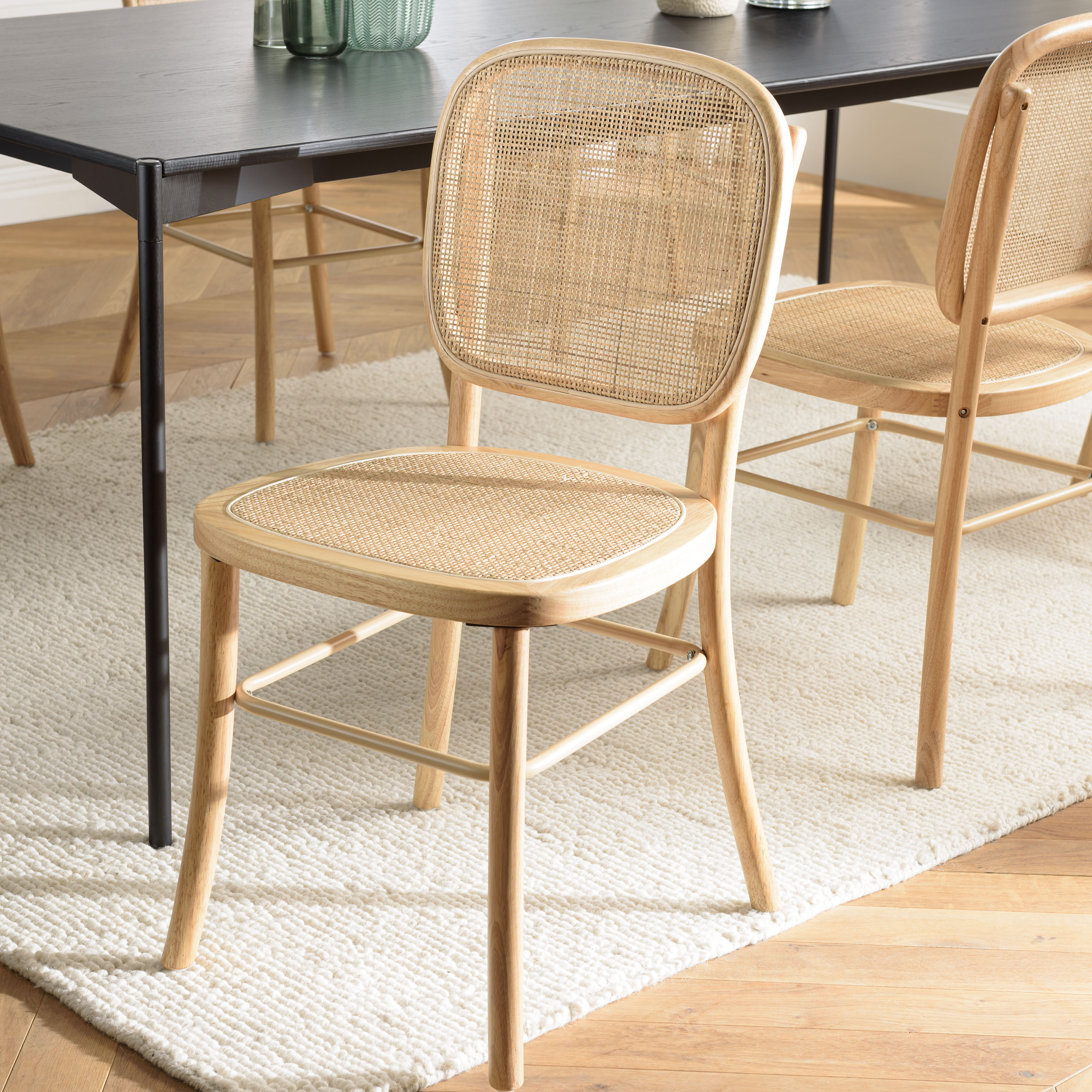 Chaise bistrot bois clair cannage naturel TIM