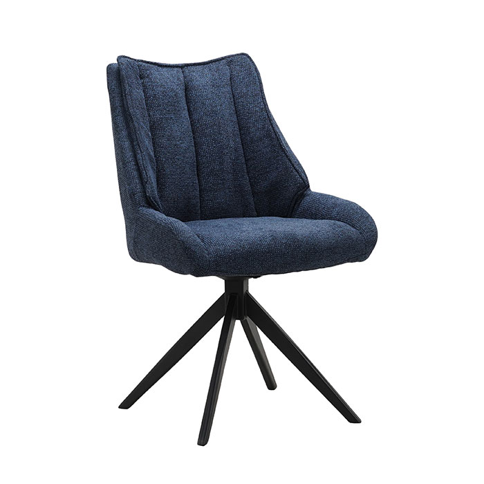 Chaise bleu nuit pivotante en velours texturé (lot de 2) IENA