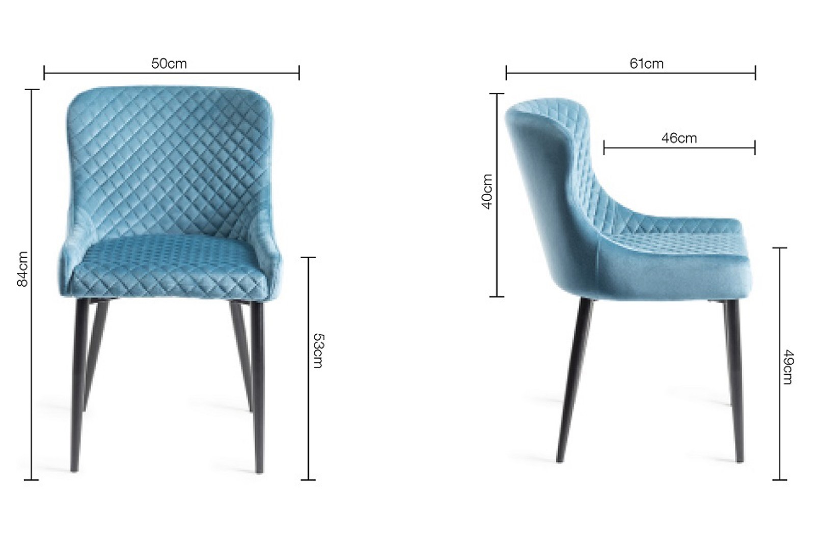 Chaise bleue en velours (lot de 2) ARLINGTON