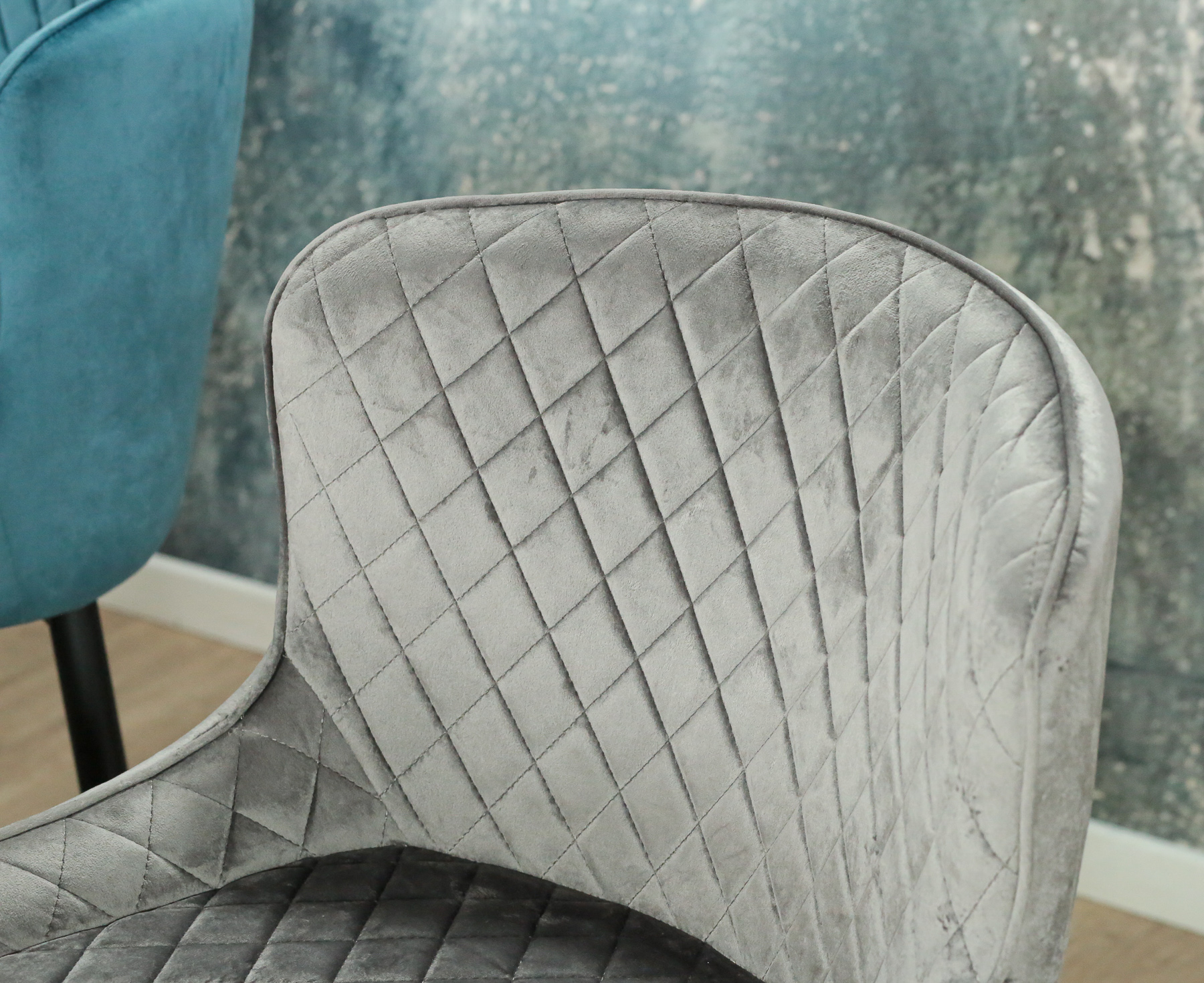 Chaise de bar en velours gris (lot de 2) ARLINGTON