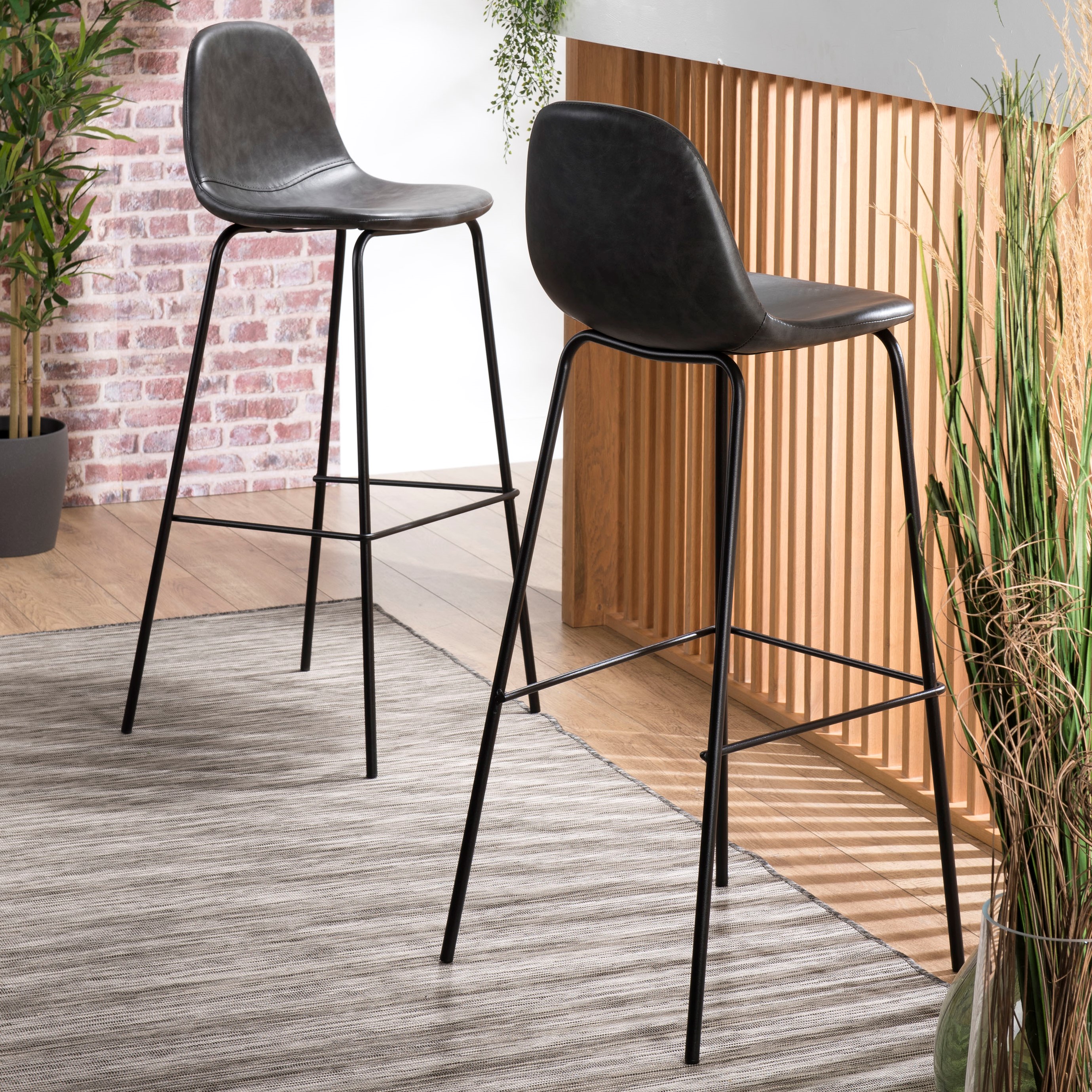 Chaise de bar noir TIM (lot de 2)