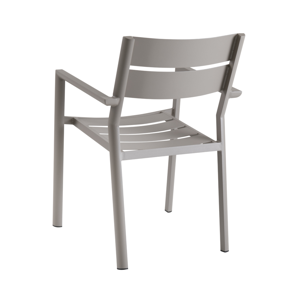 Chaise de jardin avec accoudoirs en aluminium gris sable (lot de 2) STOCKHOLM