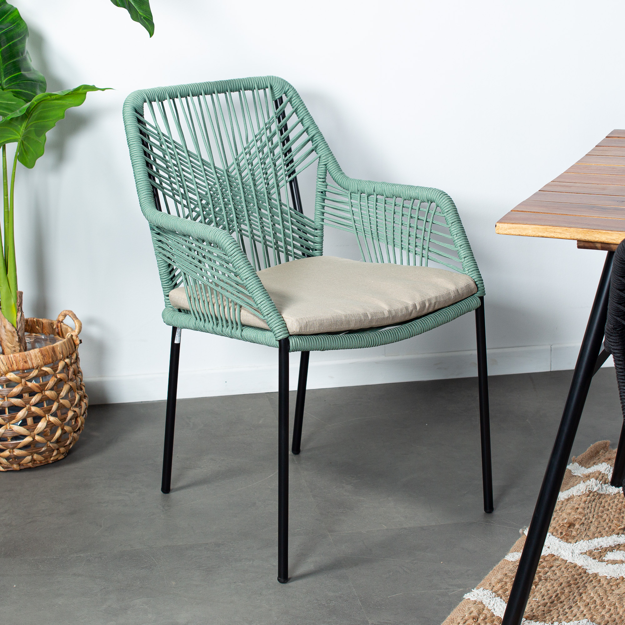 Chaise de jardin en corde tressée verte GRENADE