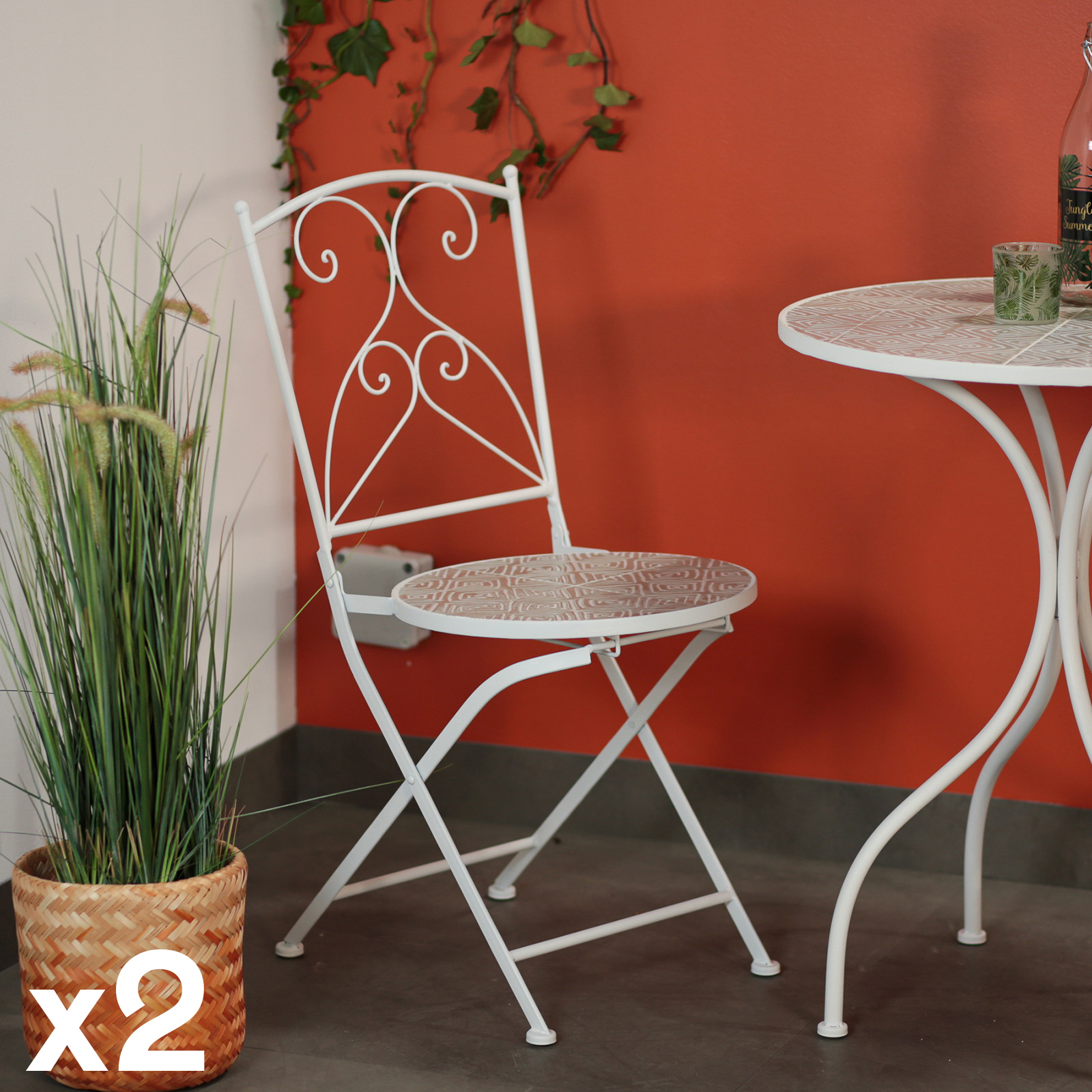 Chaise de jardin en mosaïque beige (lot de 2) GRENADE