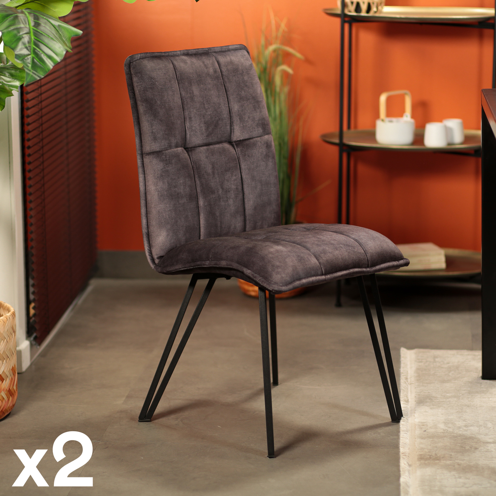 Chaise de salle à manger bleu pétrole avec pieds épingle (lot de 2) MALMOE
